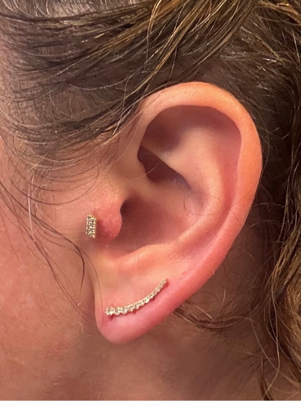 Mejuri pave diamond ear climbers in yellow gold